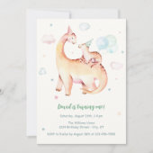 キュート恐竜テーマ1st誕生日 招待状 (正面)