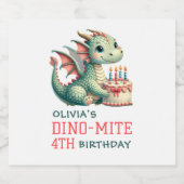 キュート恐竜ディノダニ誕生祝い スパークリングワインラベル (シングルラベル)