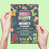 キュート恐竜ディノ1歳のパーティー 招待状