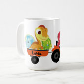 キュート恐竜トラクターボーイ新学期誕生日 コーヒーマグカップ (正面左)
