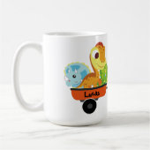 キュート恐竜トラクターボーイ新学期誕生日 コーヒーマグカップ (左)