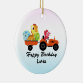 キュート恐竜トラクターボーイ新学期誕生日 セラミックオーナメント (右)