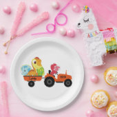 キュート恐竜トラクターボーイ新学期誕生日 ペーパープレート (パーティー)