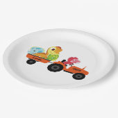 キュート恐竜トラクターボーイ新学期誕生日 ペーパープレート (アングル)