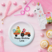 キュート恐竜トラクターボーイ新学期誕生日 ペーパープレート (パーティー)