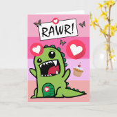 キュート恐竜バタフライディノミートガールズ誕生日 カード (黄色い花)