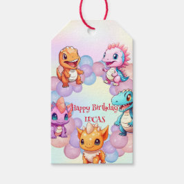 キュート恐竜バルーンスクール子供の誕生日パーティー ギフトタグ