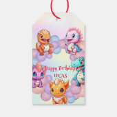 キュート恐竜バルーンスクール子供の誕生日パーティー ギフトタグ (裏面)