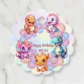 キュート恐竜バルーンスクール子供の誕生日パーティー フェイバータグ (正面)