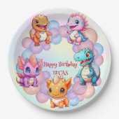 キュート恐竜バルーンスクール子供の誕生日パーティー ペーパープレート (正面)