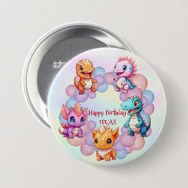 キュート恐竜バルーンスクール子供の誕生日パーティー 缶バッジ