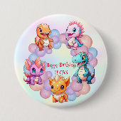 キュート恐竜バルーンスクール子供の誕生日パーティー 缶バッジ (正面)