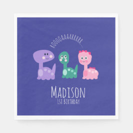 キュート恐竜バースデーパーティーカラフル招待状 スタンダードランチョンナプキン