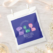 キュート恐竜バースデーパーティーカラフル招待状 フェイバーバッグ (クリップ留めされた状態)