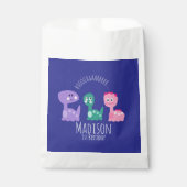 キュート恐竜バースデーパーティーカラフル招待状 フェイバーバッグ (正面)