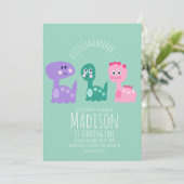 キュート恐竜バースデーパーティーカラフル招待状 招待状 (スタンド正面)