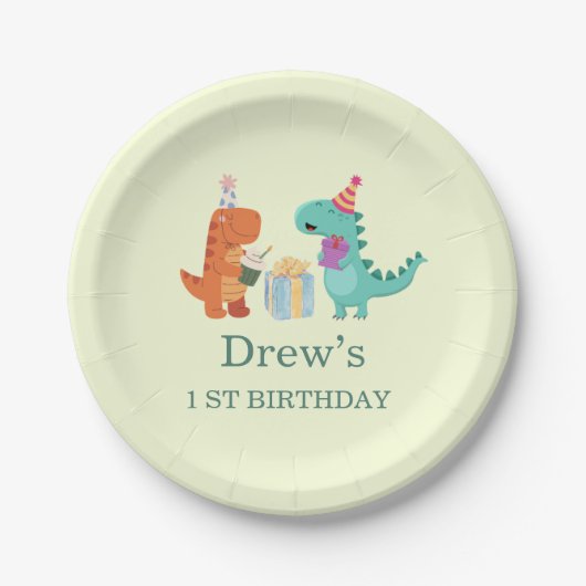 キュート恐竜バースデーパーティー紙プレート ペーパープレート (正面)