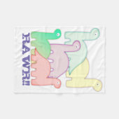 キュート恐竜パステルカラフル フリースブランケット (正面(横))