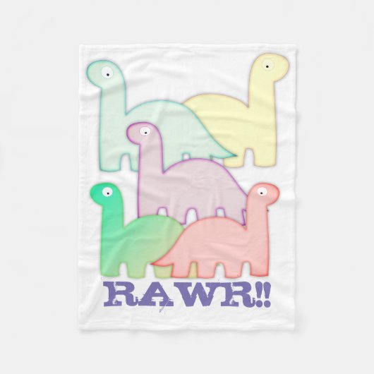 キュート恐竜パステルカラフル フリースブランケット (正面)
