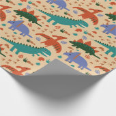 キュート恐竜パターン誕生日 ラッピングペーパー (角)