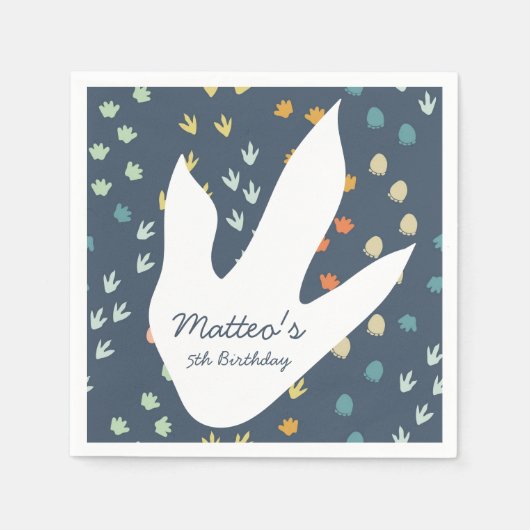 キュート恐竜パーソナライズされた誕生日ナプキン スタンダードカクテルナプキン (正面)