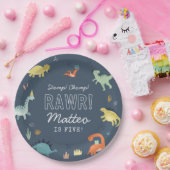 キュート恐竜パーソナライズされた誕生日プレート ペーパープレート (パーティー)