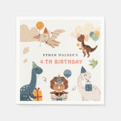 キュート恐竜パーティー動物子供の誕生日ナプキン スタンダードカクテルナプキン (正面)