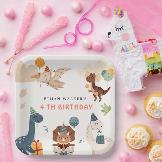 キュート恐竜パーティー動物子供の誕生日ナプキン ペーパープレート (パーティー)