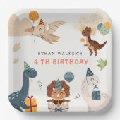 キュート恐竜パーティー動物子供の誕生日ナプキン ペーパープレート (正面)