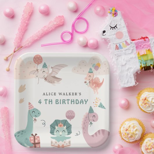 キュート恐竜パーティー動物子供の誕生日ナプキン ペーパープレート (パーティー)