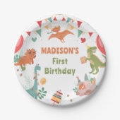 キュート恐竜パーティー紙プレート ペーパープレート (正面)