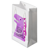 キュート恐竜ピンクパーソナライズされた誕生日 スモールペーパーバッグ (正面アングル)