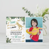 キュート恐竜ファースト誕生日 招待状 (スタンド正面)