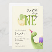 キュート恐竜ファースト誕生日 招待状 (正面/裏面)