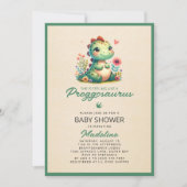 キュート恐竜プレグゴサウルス赤ちゃんシャワー招待状 招待状 (正面)