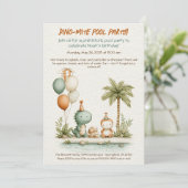 キュート恐竜プールパーティー誕生日招待状 招待状 (スタンド正面)