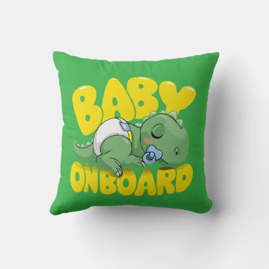 キュート恐竜ベビーオンボードカーデカール | 眠っている クッション (裏面)