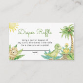 キュート恐竜ベビーシャワーオムツラッフルチケット エンクロージャーカード (正面)
