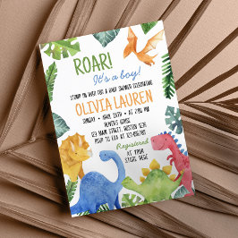 キュート恐竜ベビーシャワー招待状 招待状