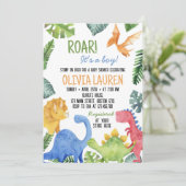 キュート恐竜ベビーシャワー招待状 招待状 (スタンド正面)