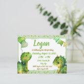 キュート恐竜ベビーディノハートバルーン誕生日 招待状 (スタンド正面)