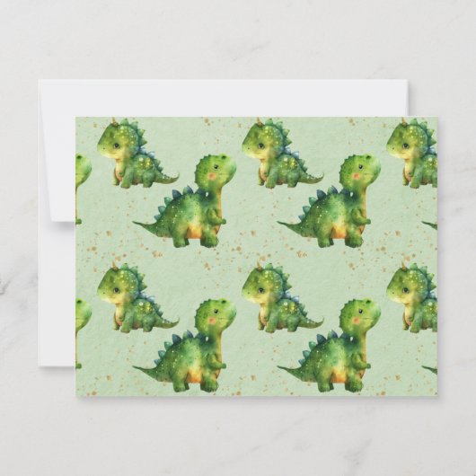キュート恐竜ベビーディノハートバルーン誕生日 招待状 (裏面)
