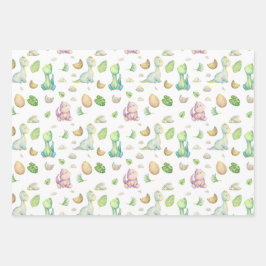 キュート恐竜ベビー ラッピングペーパーシート