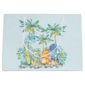 キュート恐竜ボーイズ赤ちゃんシャワー抱き枕 ラージペーパーバッグ (正面)