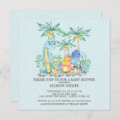 キュート恐竜ボーイズ赤ちゃんシャワー招待状 招待状 (正面/裏面)