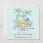 キュート恐竜ボーイズ赤ちゃんシャワー招待状 招待状 (正面)