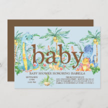 キュート恐竜ボーイズ赤ちゃんシャワー招待状