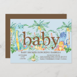 キュート恐竜ボーイズ赤ちゃんシャワー招待状 招待状