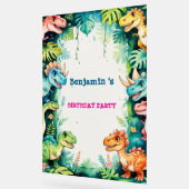 キュート恐竜ボーイハッピーバースデーカラフルパーティー アクリルサイン (傾斜)