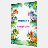 キュート恐竜ボーイハッピーバースデーカラフルパーティー アクリルサイン (傾斜)